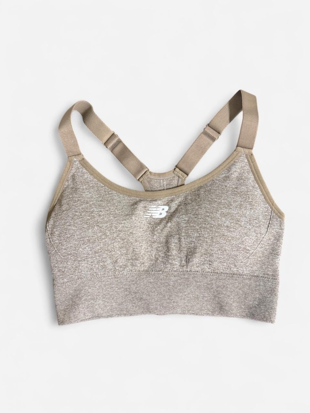 New Balance Women's Beige Seamless Sports Bra with Adjustable Straps